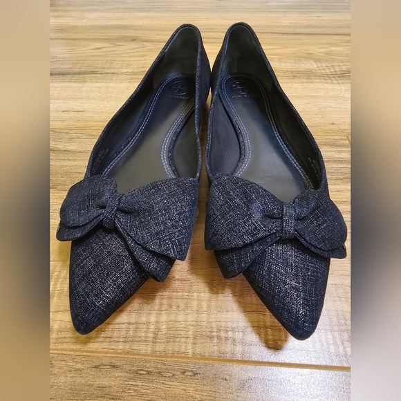 Tory Burch "Rosalind" Denim leather Pointed Toe Flats, size US 8.5 - Picture 4 of 17